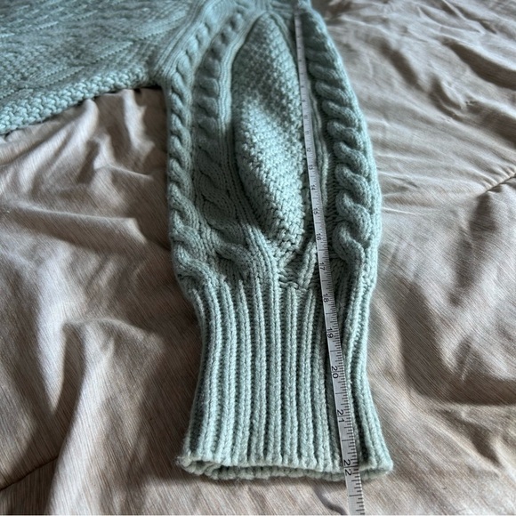 Women's Oversized Small Cable Knit Chunky Sweater dress Long Sleeve- Light Blue - Picture 8 of 10